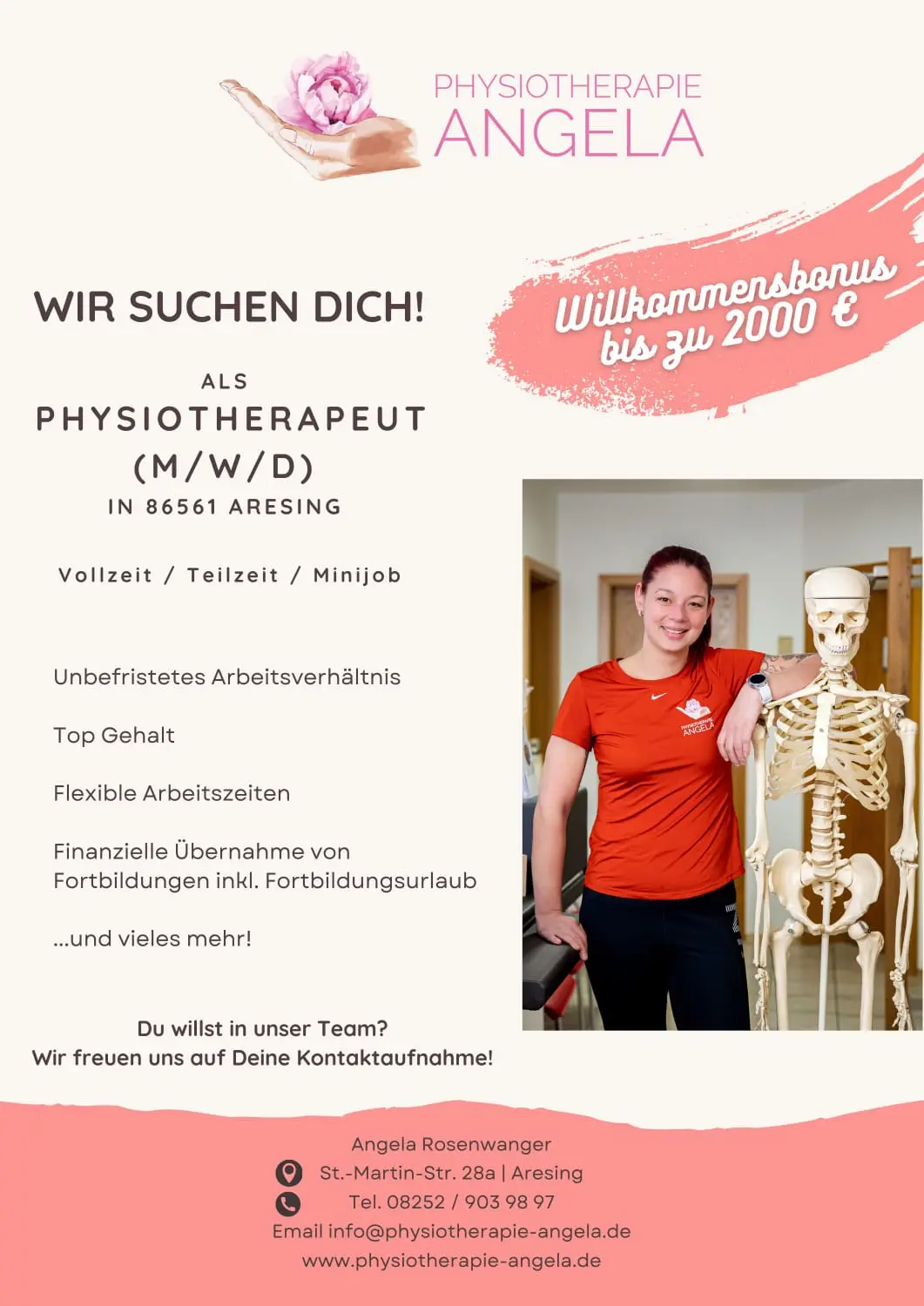 Physiotherapie Angela, Stellenausschreibungsflyer